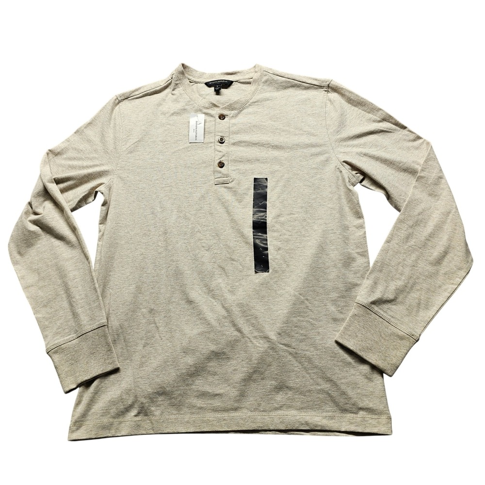 Banana Republic Cozy Jersey LS Henley Mens S Light Oatmeal Cotton 761824-02 NWT